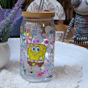 sponge bob 16oz can glass